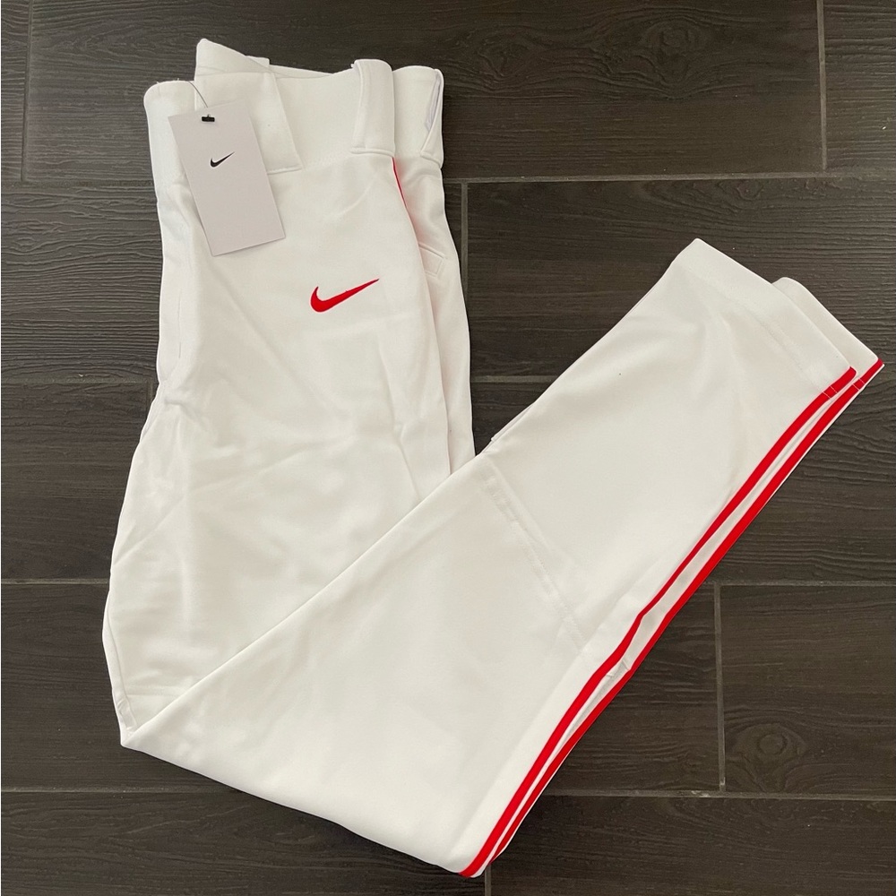 Nike Vapor Select Baseball Pants White/Red Piping Men’s Sz Small (BQ6435-104)